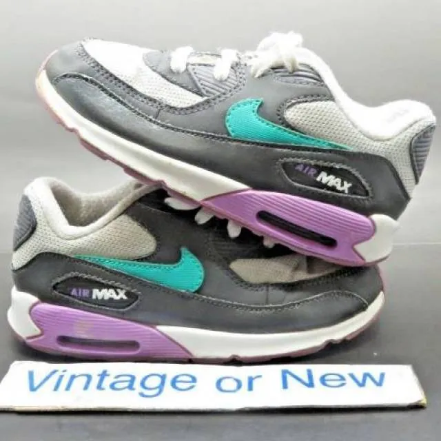 Girls nike air max '90 grey teal purple running toddler 408112-014 sz 9c