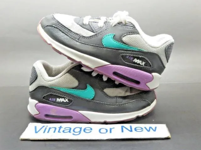 Girls nike air max '90 grey teal purple running toddler 408112-014 sz 9c