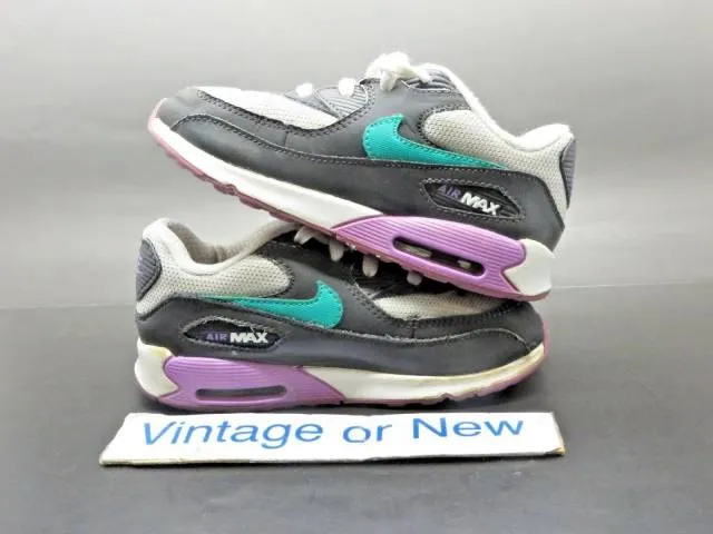 Girls nike air max '90 grey teal purple running toddler 408112-014 sz 9c