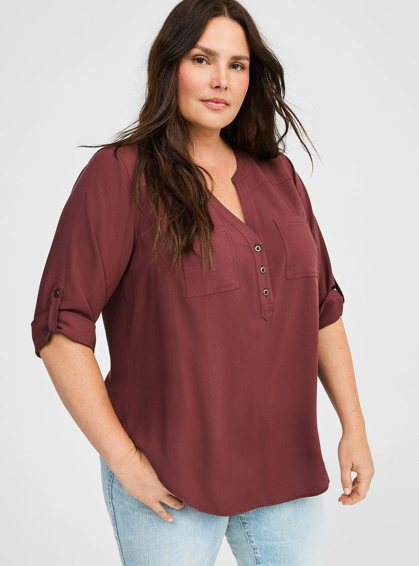 Harper Challis Pullover 3/4 Sleeve Blouse