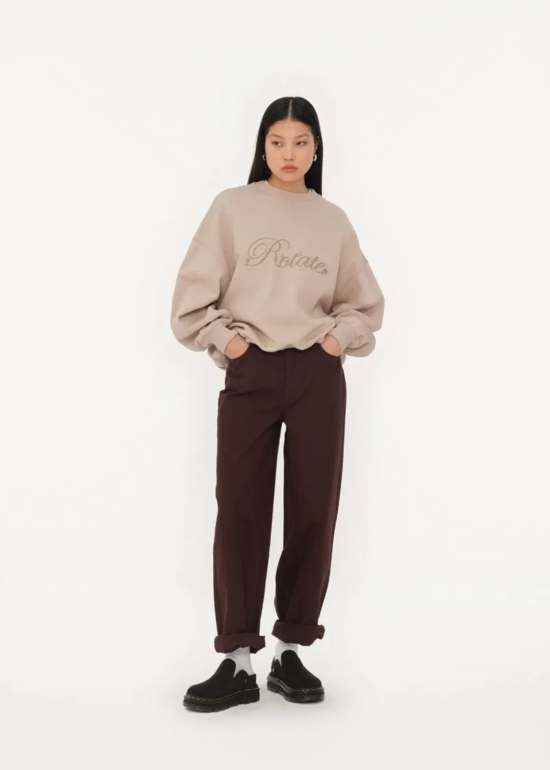 HEAVY WOVEN WIDE PANTS CHOCOLATE PLUM - ROTATE SUNDAY