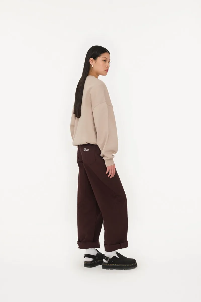 HEAVY WOVEN WIDE PANTS CHOCOLATE PLUM - ROTATE SUNDAY