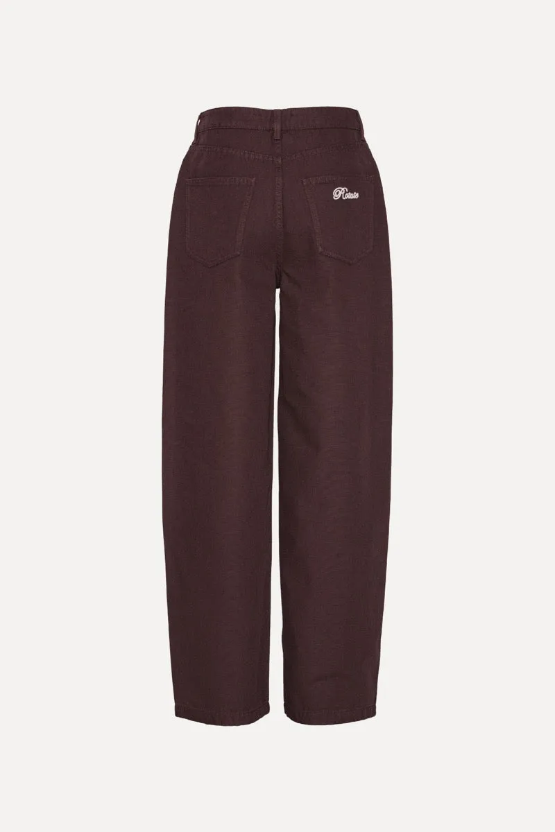 HEAVY WOVEN WIDE PANTS CHOCOLATE PLUM - ROTATE SUNDAY