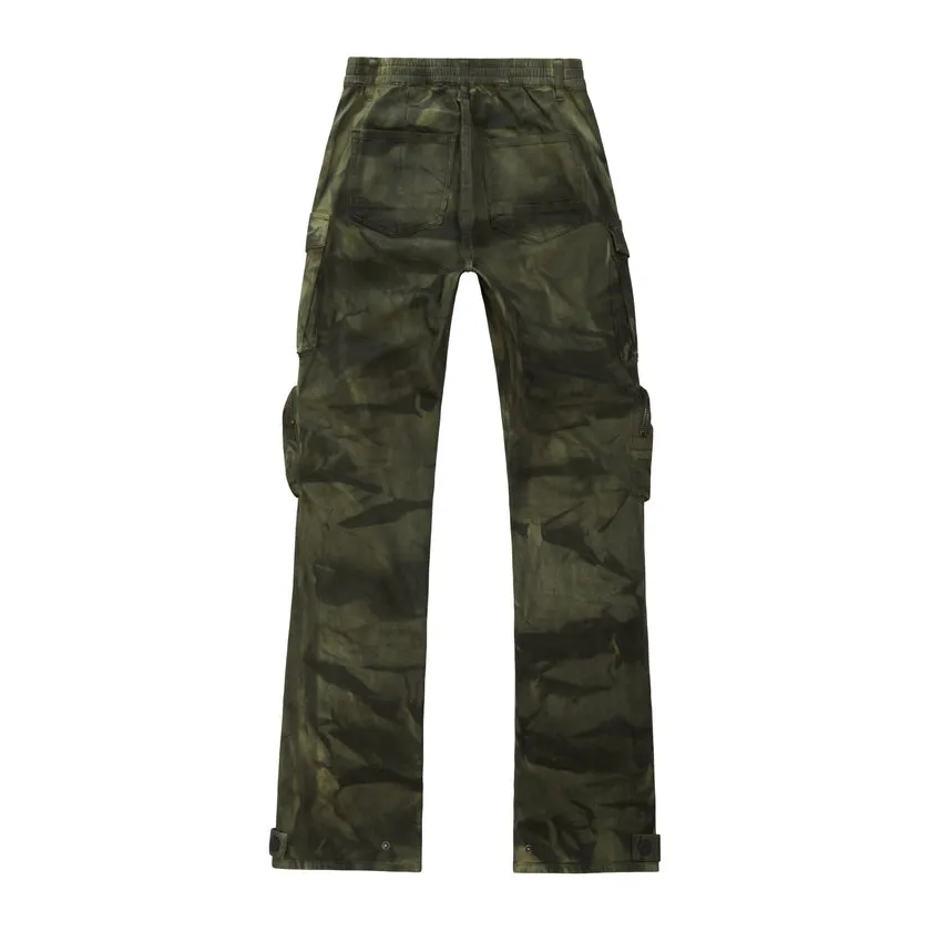 High Rise Straight Leg Pigment Dyed Utility Twill Pants - Clover Green