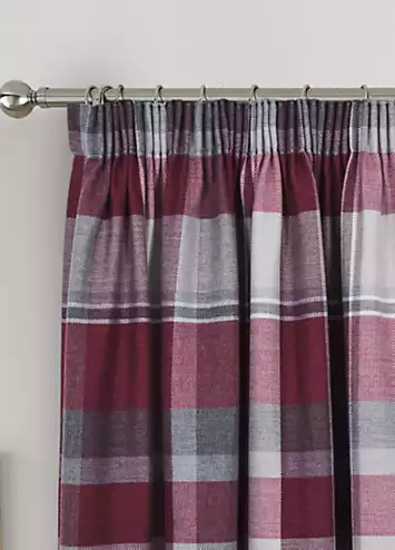 Home Curtains Braemer Pair of Faux Wool Check Pencil Pleat Curtains | Kaleidoscope