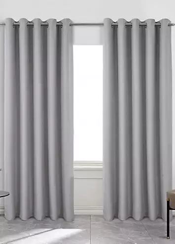 Home Curtains Woolacombe Pair of Herringbone Tweed Thermal Blackout Eyelet Curtains | Kaleidoscope