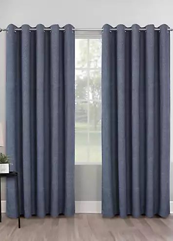 Home Curtains Woolacombe Pair of Herringbone Tweed Thermal Blackout Eyelet Curtains | Kaleidoscope