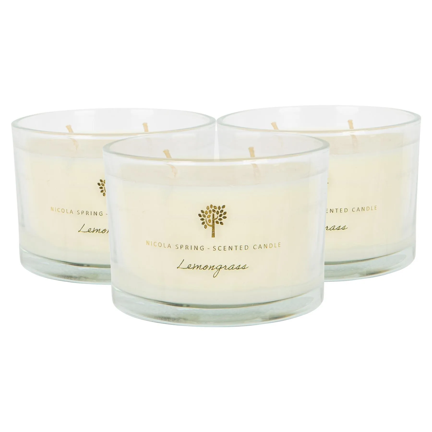 Home Fragrance | Soy Wax Scented Candles - 350g - Lemongrass - Pack of 3 | Nicola Spring