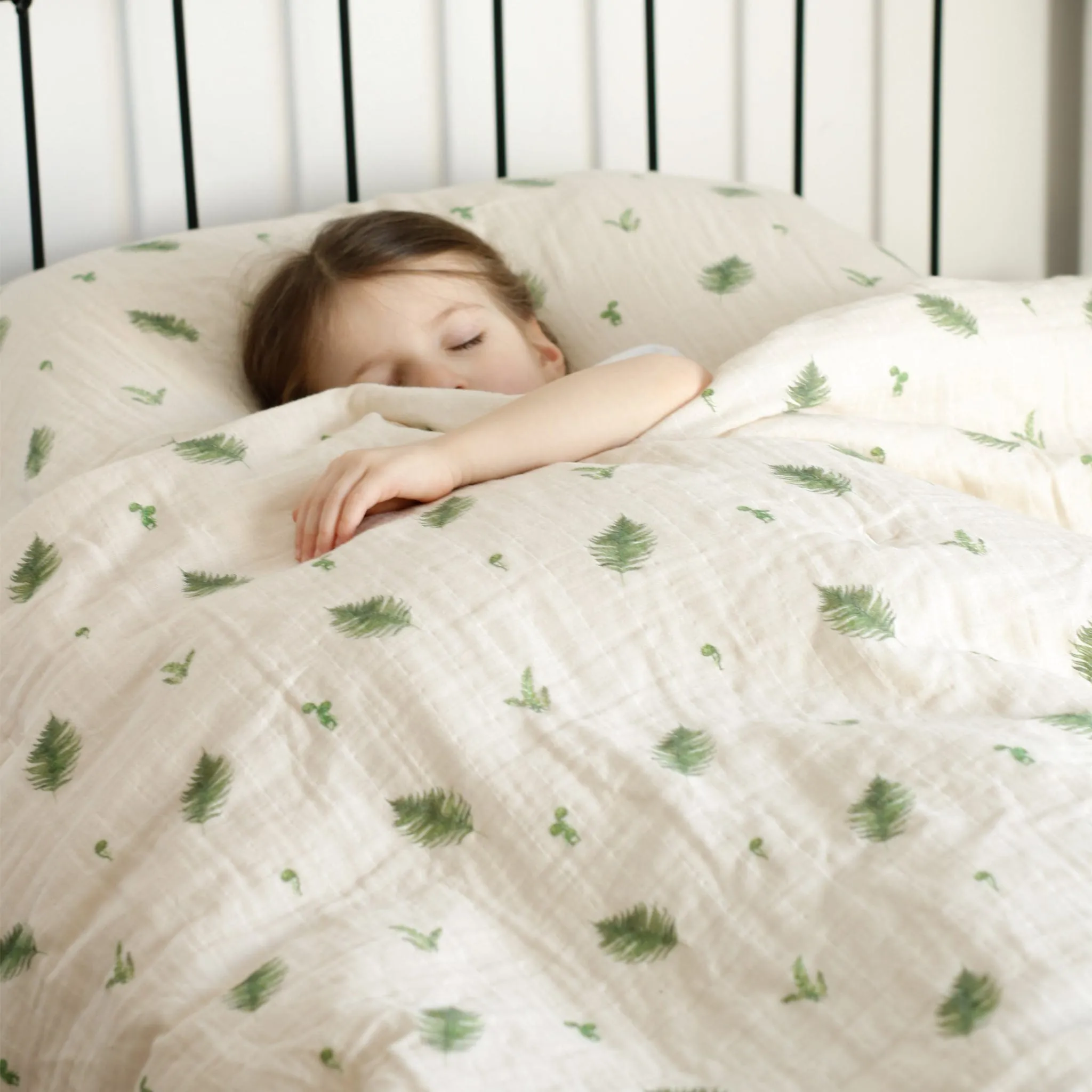 House of Elia Quilted Comforter & Pillowcase - Muslin Fern  - Clement