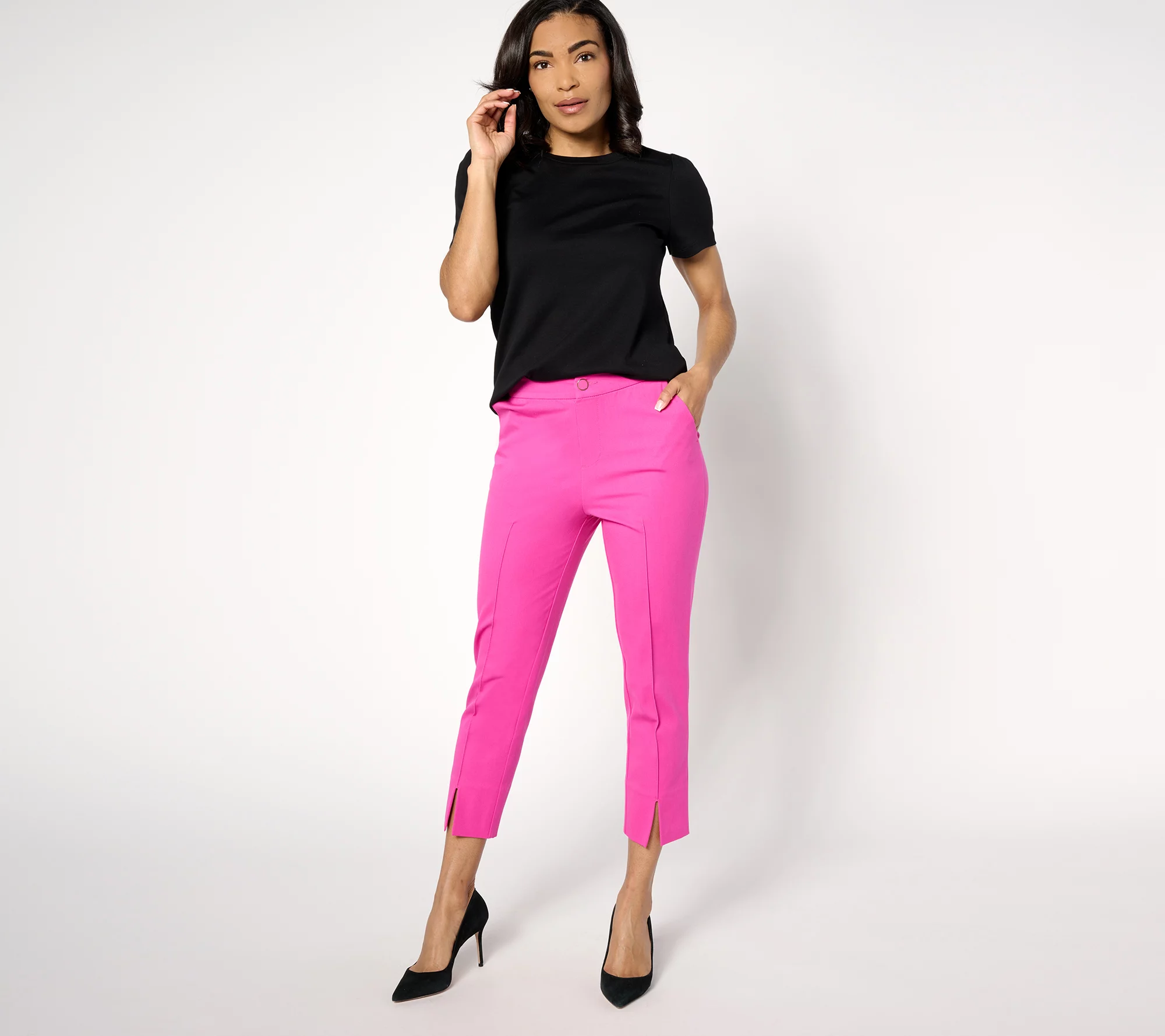 Isaac Mizrahi Live! Regular 24/7 Stretch Slim-Leg Crop Pants