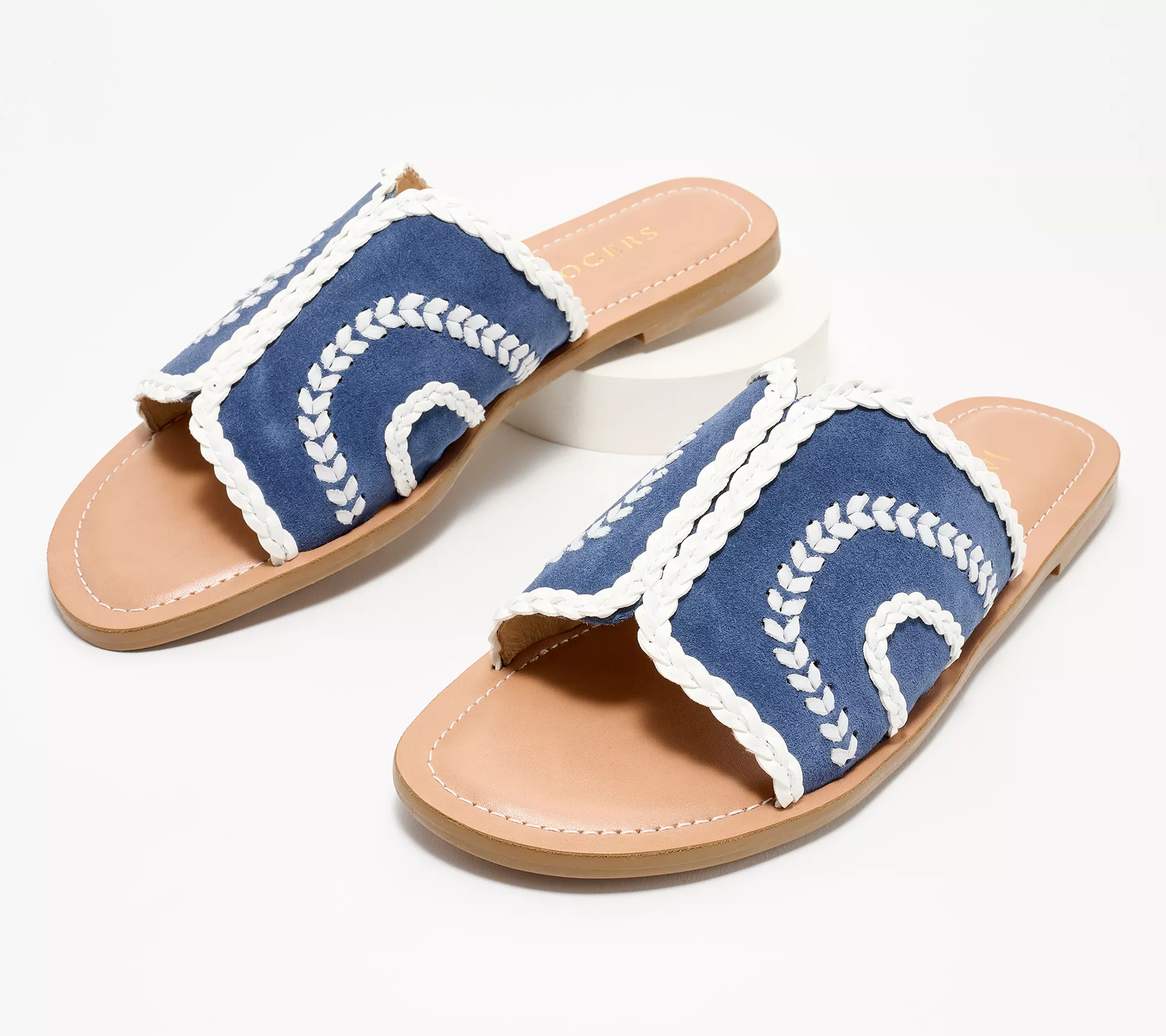 Jack Rogers Leather Braided Flat Sandals - Seagate