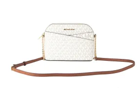 Jet Set Travel Medium Leather X Cross Dome Crossbody Handbag (Vanilla Signature/Gold)