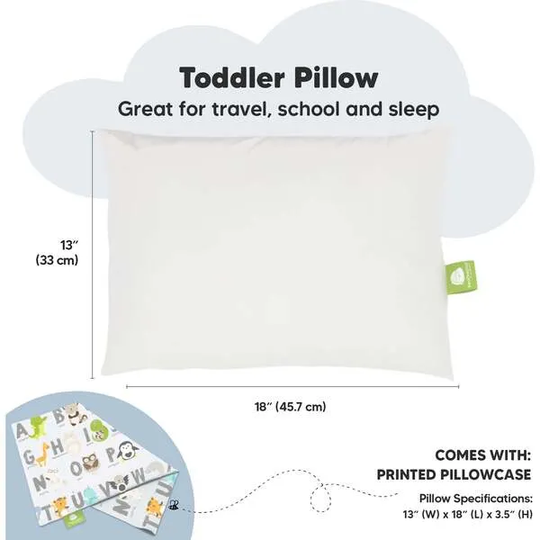 KeaBabies 13X18 Toddler Pillow with Pillowcase for Sleeping, KeaABC