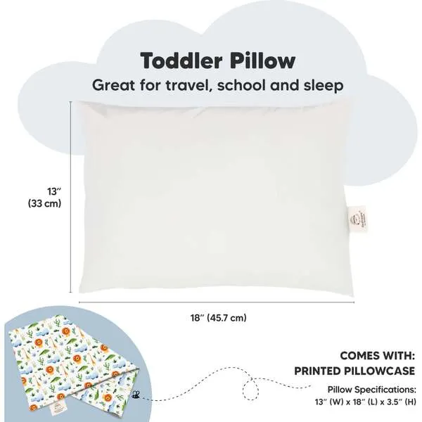 KeaBabies 13X18 Toddler Pillow with Pillowcase for Sleeping, Zoo