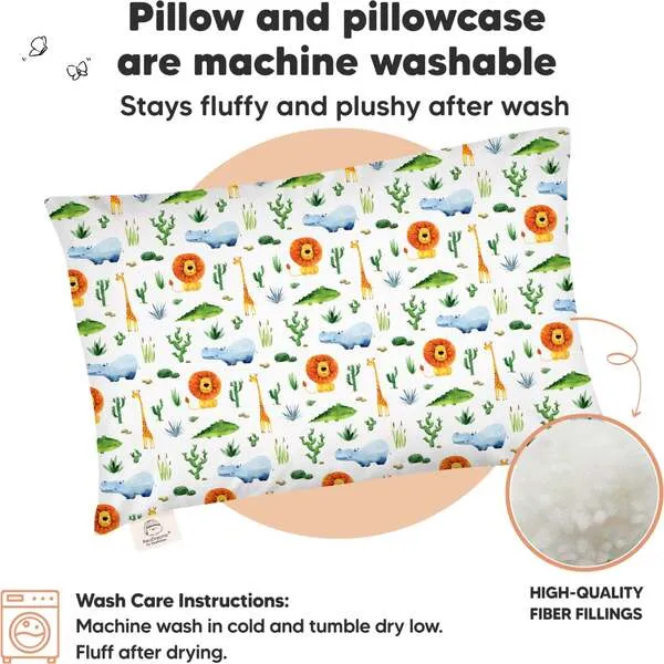 KeaBabies 13X18 Toddler Pillow with Pillowcase for Sleeping, Zoo