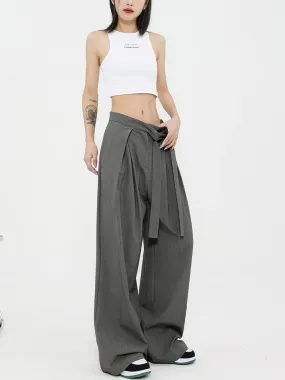 KEN STUDIO gray straight suit pants for women spring and autumn new design niche casual pants wide leg pants