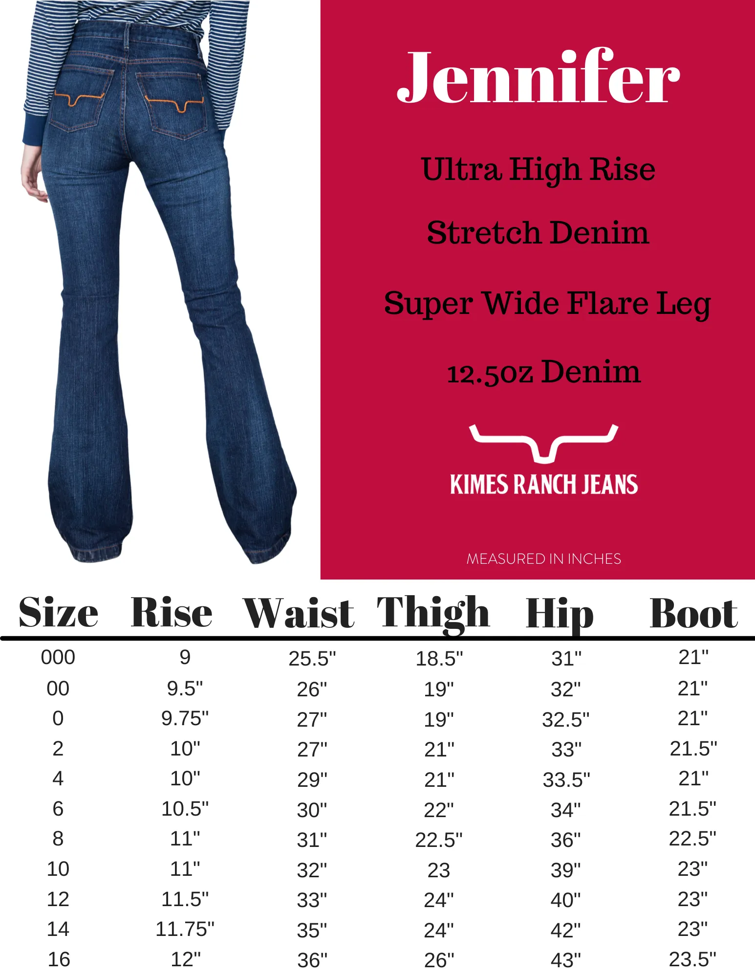 Kimes Ranch USA Ladies Jennifer Jeans - 30, 32, 34 and 36 Leg - Blue