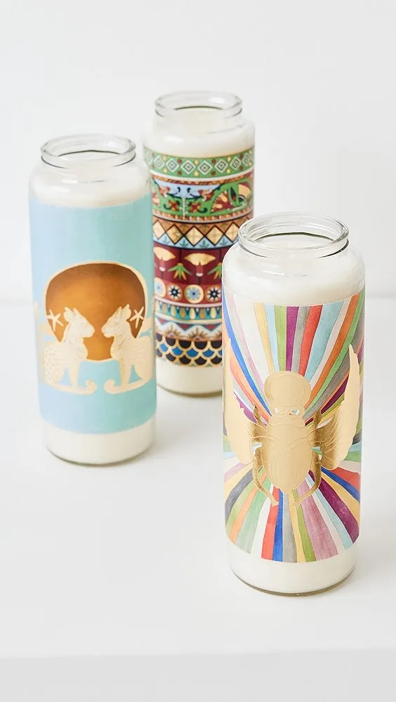 La Double J   Pillar Candles Set of 3 Mixed 