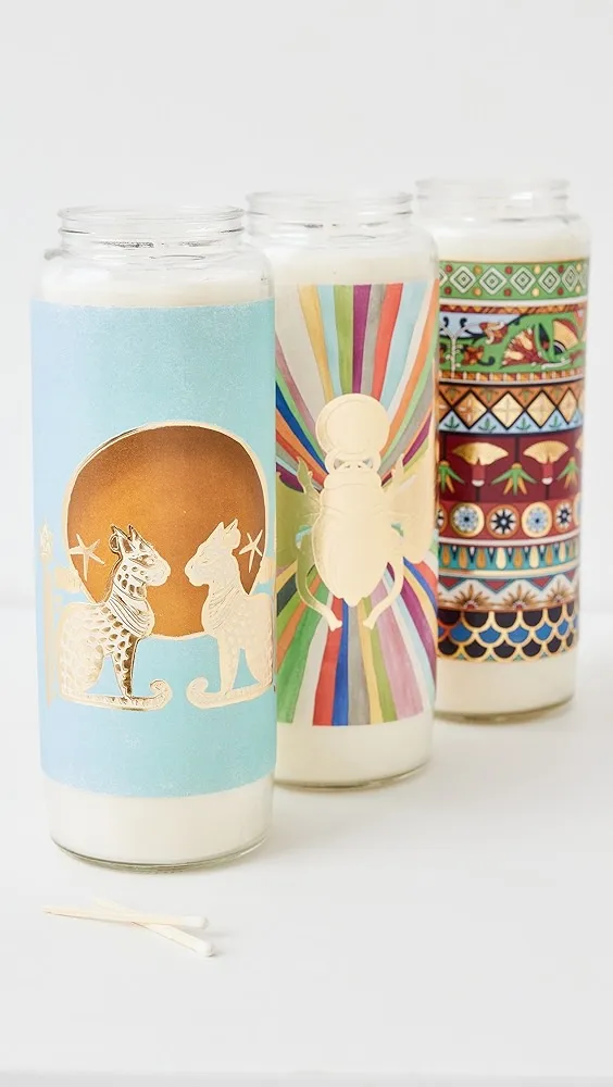 La Double J   Pillar Candles Set of 3 Mixed 