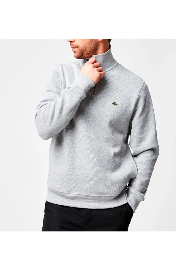 Lacoste Zip Knit Pullover Grey