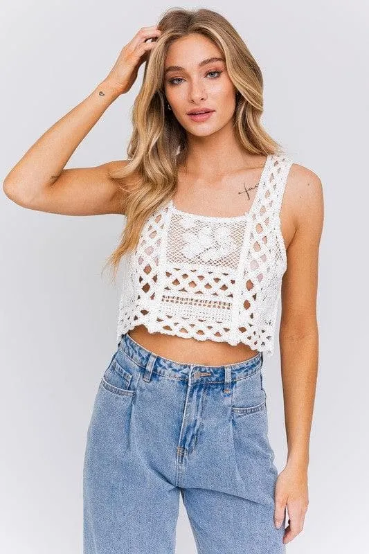 LE LIS Sleeveless Crochet Top