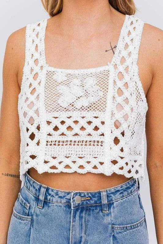 LE LIS Sleeveless Crochet Top