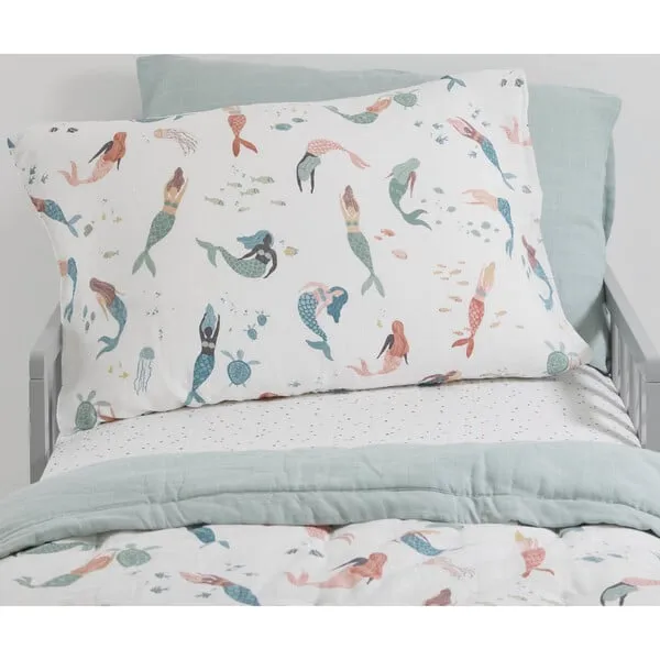 Little Unicorn Cotton Muslin Pillowcase, Mermaid Party (Pack Of 2)