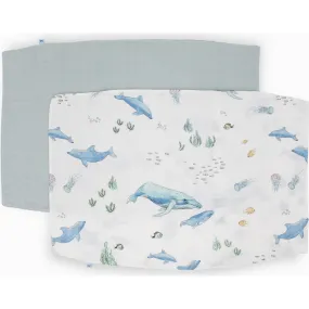 Little Unicorn Cotton Muslin Pillowcase, Whales (Pack Of 2)