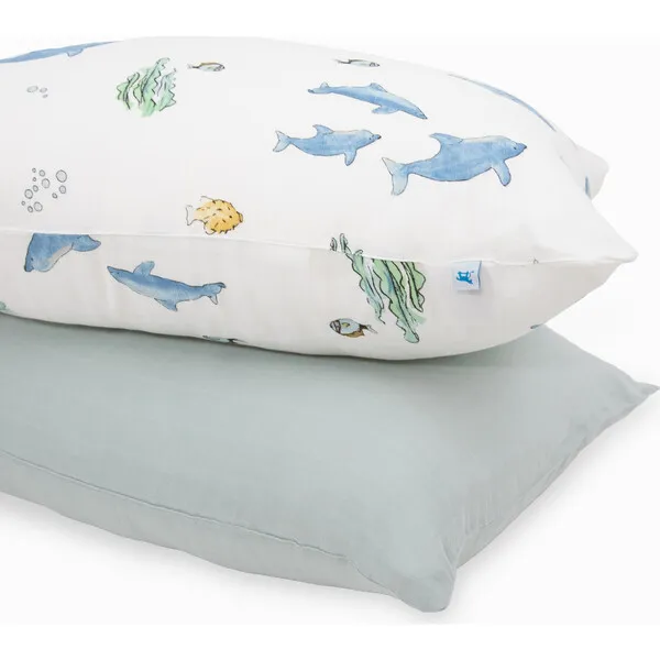 Little Unicorn Cotton Muslin Pillowcase, Whales (Pack Of 2)