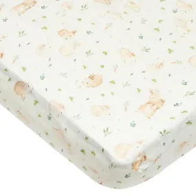 Loulou Lollipop Bamboo Muslin Fitted Crib Sheet - Bunny Meadow  - Clement