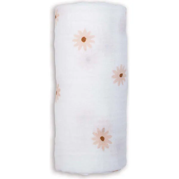 Lulujo Muslin Swaddle Blanket, Daisies