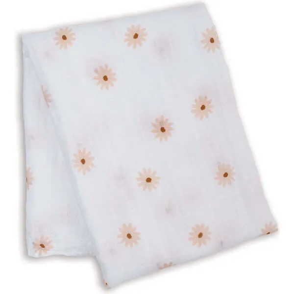 Lulujo Muslin Swaddle Blanket, Daisies