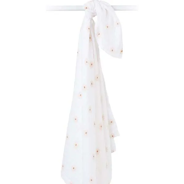 Lulujo Muslin Swaddle Blanket, Daisies