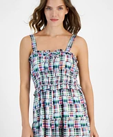 Macy's Nautica Jeans Women's Plaid-Print Ruffle-Trim Maxi Dress