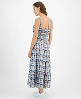 Macy's Nautica Jeans Women's Plaid-Print Ruffle-Trim Maxi Dress