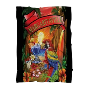 Margaritaville Black Parrot Beach Premium Sublimation Adult Blanket