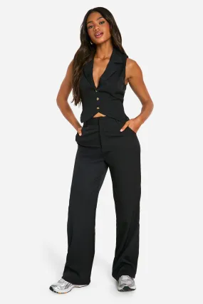 Marl Straight Leg Tailored Trousers