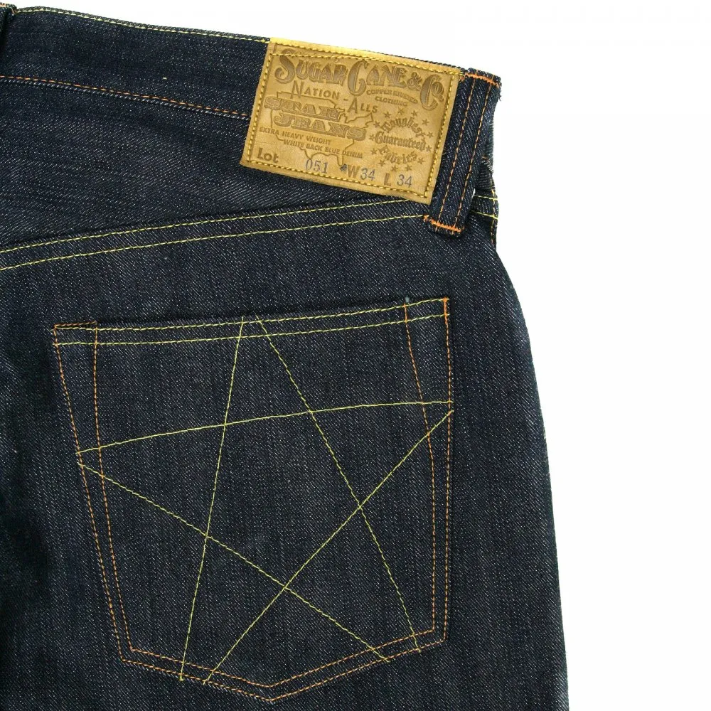 Mens Vintage Cut Union Star Non Wash Dry Raw Denim Jeans with Zip Fly SC40051N