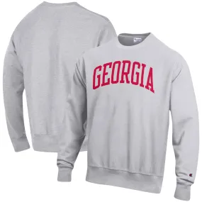 Men's Champion Heathered Gray Georgia Bulldogs Big & Tall Reverse Weave Fleece Crewneck Pullover Sweatshirt