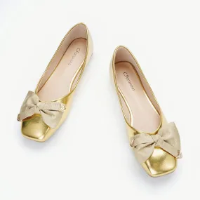 Metal Bow Ballerina Flats (Eva)