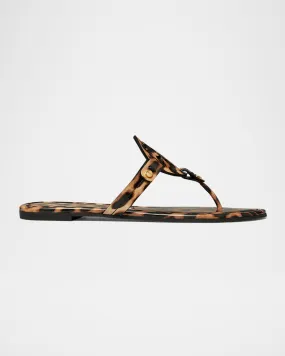 Miller Leopard-Print Leather Logo Sandals