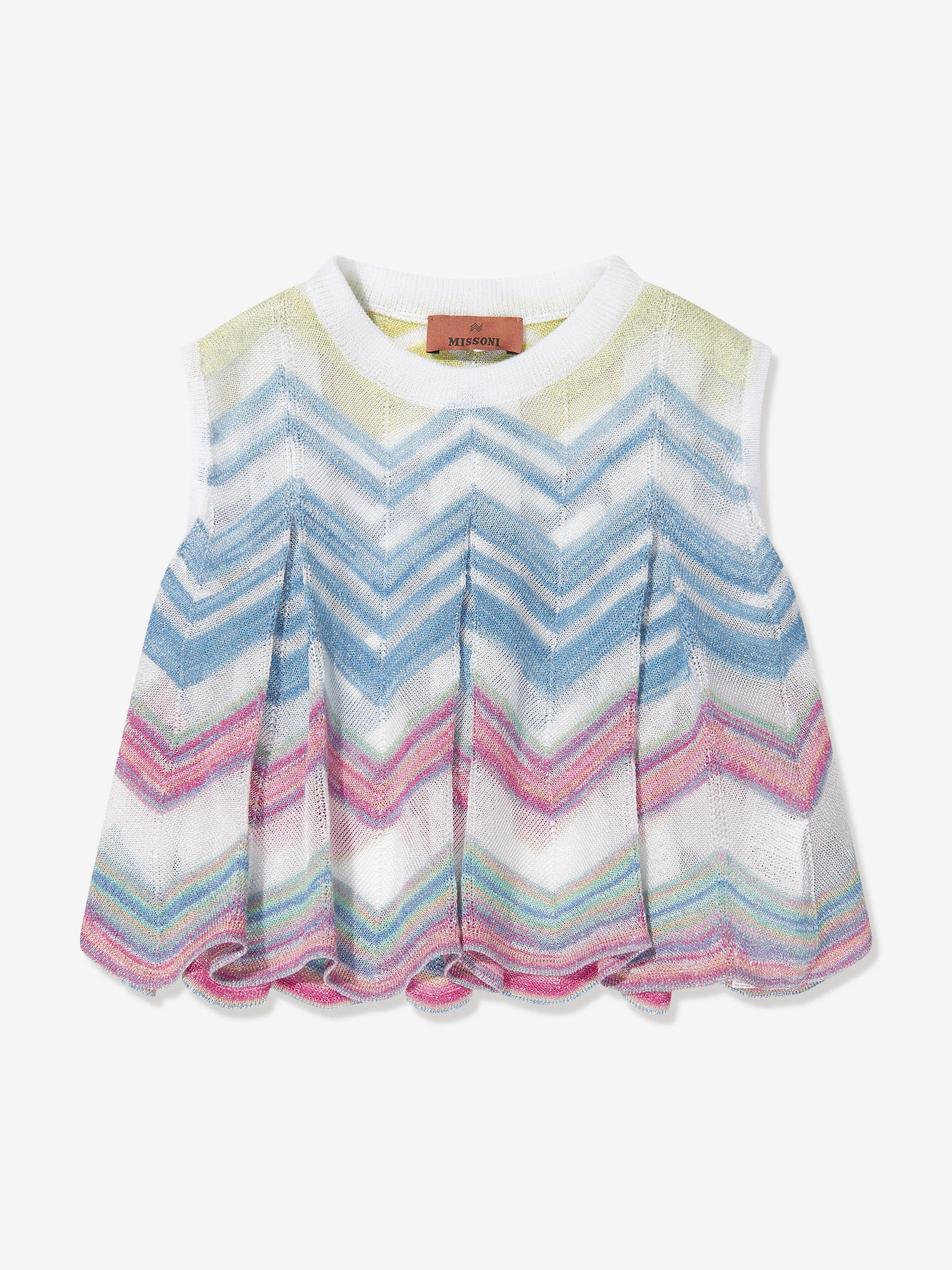 Missoni Girls Zigzag Knit Sleeveless Top in Multicolour