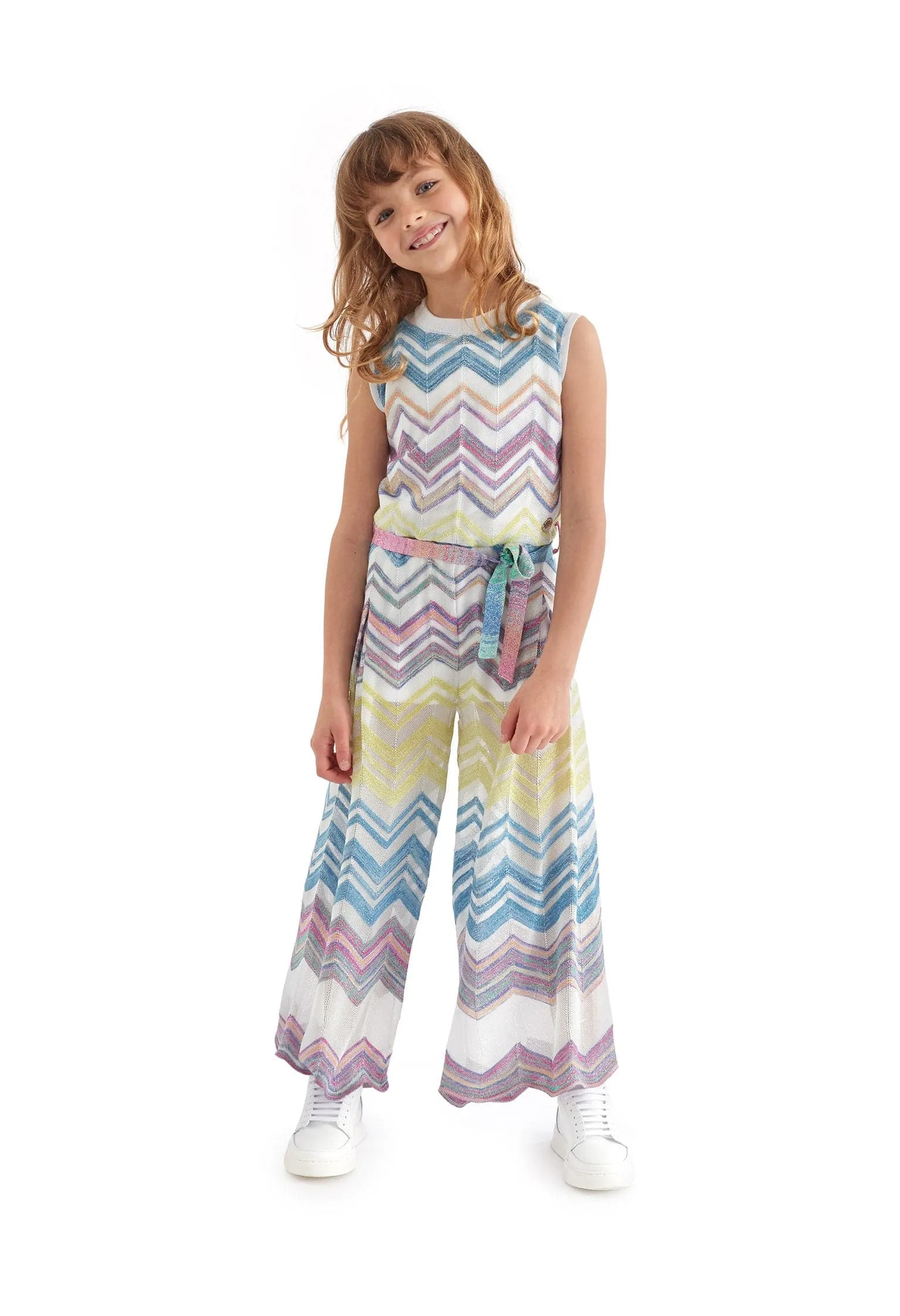 Missoni Girls Zigzag Knit Sleeveless Top in Multicolour