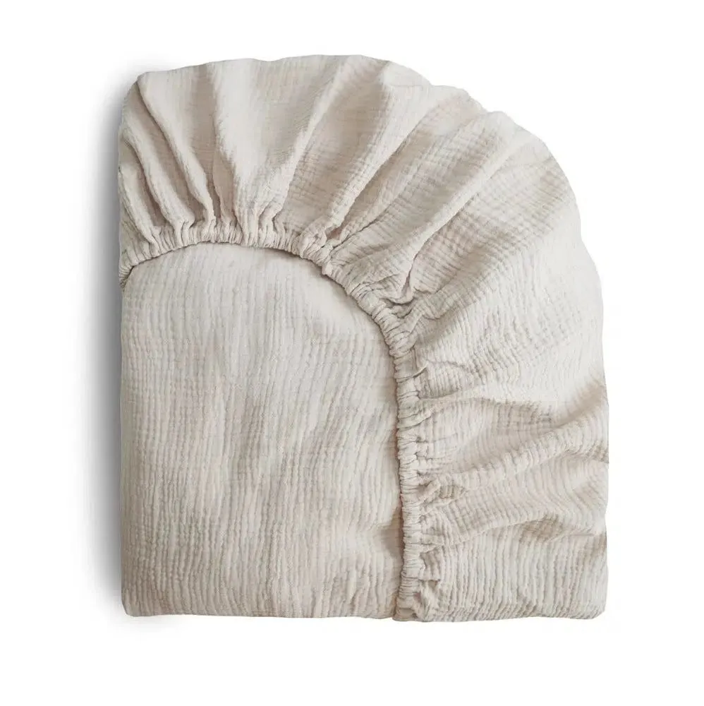 Mushie Muslin Fitted Sheet Fog