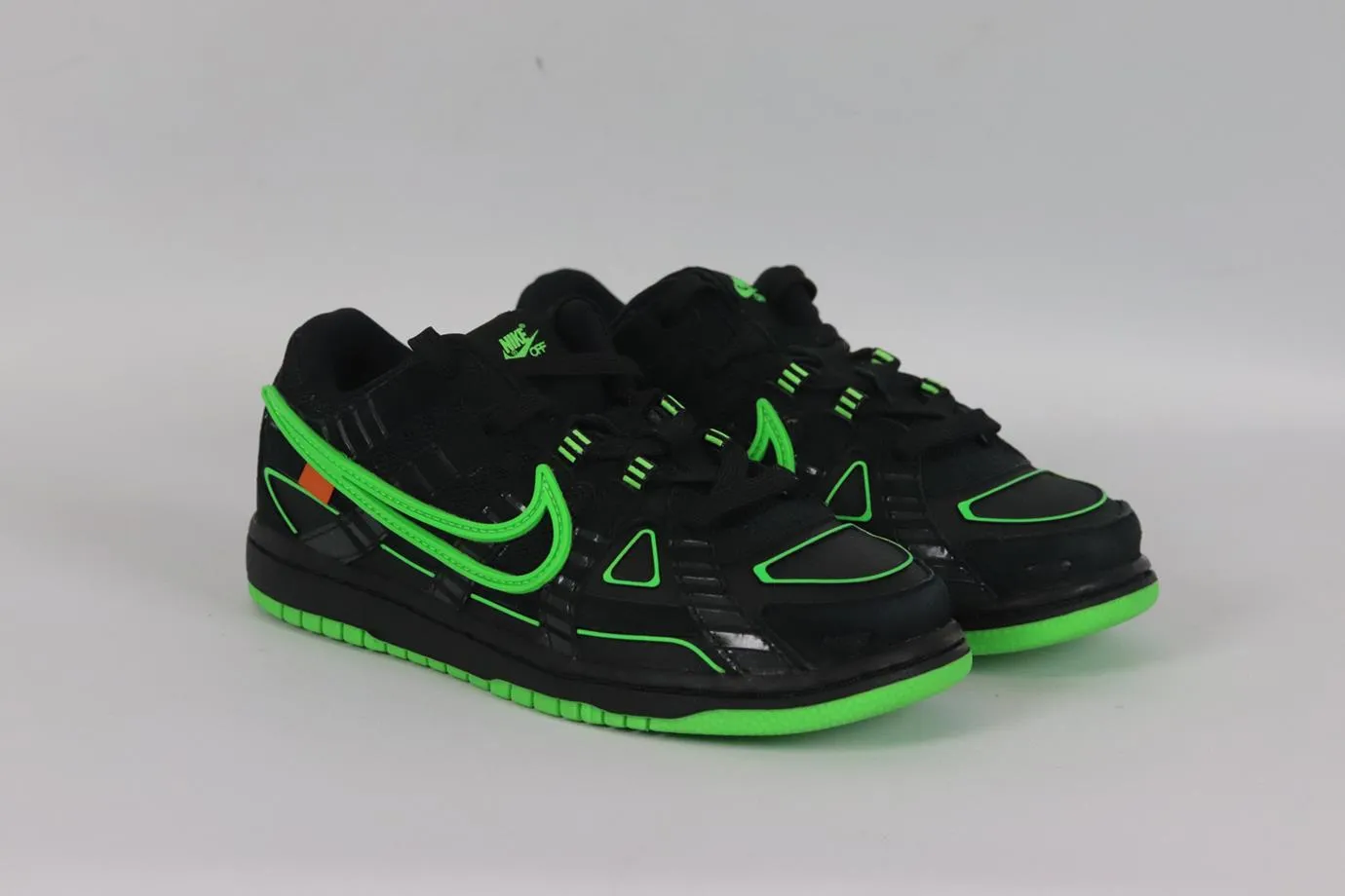 NIKE + OFF-WHITE KIDS UNISEX AIR RUBBER DUNK GREEN STRIKE SNEAKERS EU 32 UK 13.5