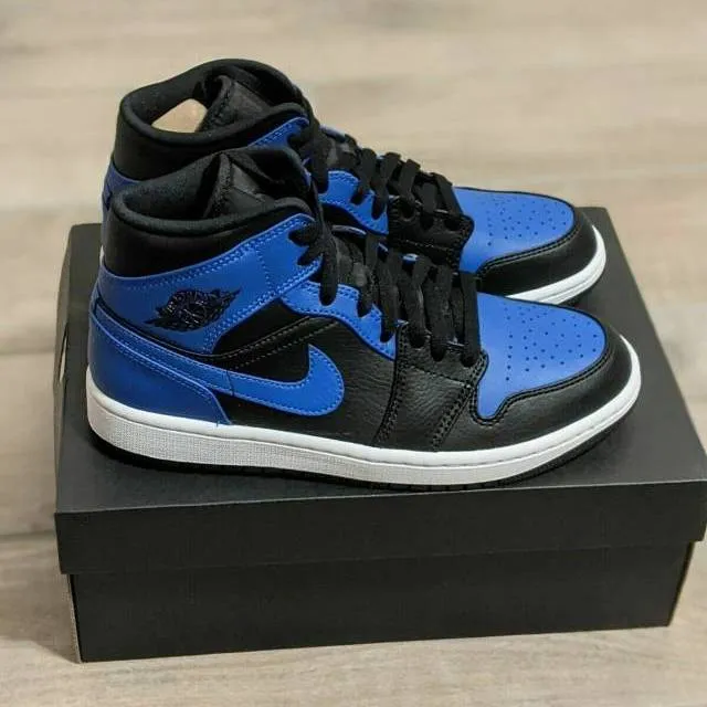 Nike Air Jordan 1 Mid 4-14 Black Hyper Royal White 55472...