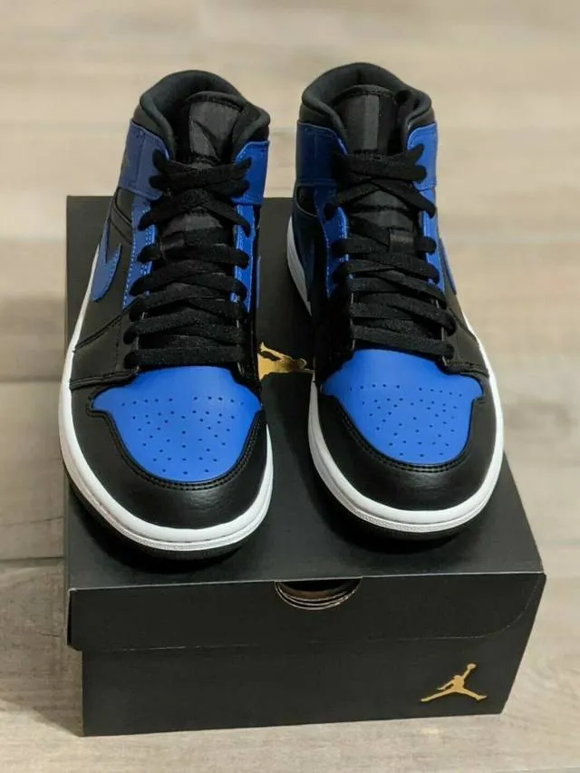 Nike Air Jordan 1 Mid 4-14 Black Hyper Royal White 55472...