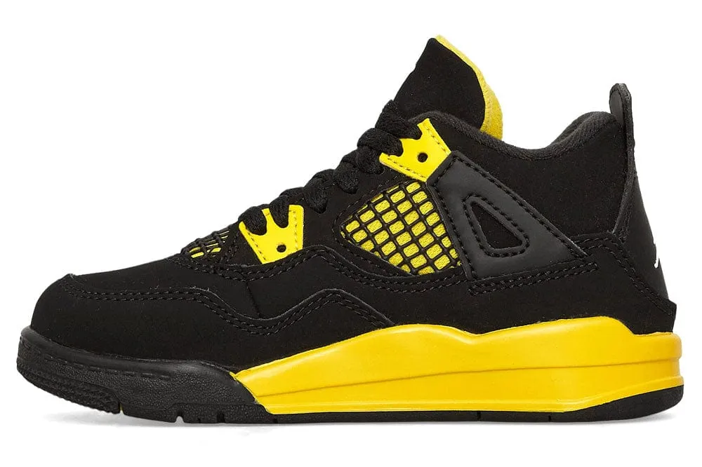 Nike Air Jordan 4 Retro 'Thunder' Sneakers Black Tour Yellow (PS)