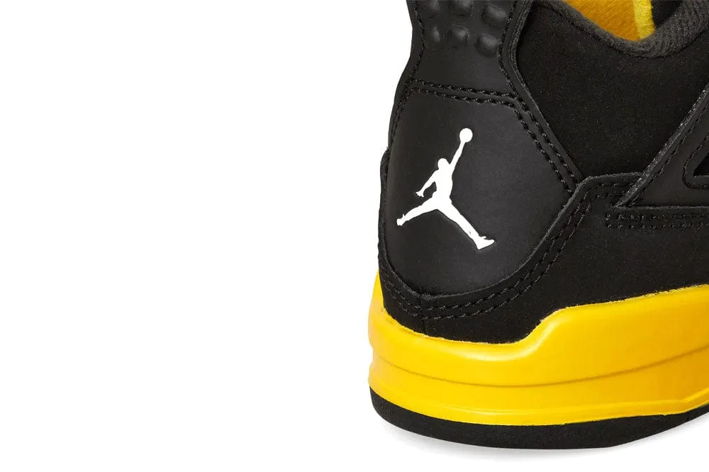 Nike Air Jordan 4 Retro 'Thunder' Sneakers Black Tour Yellow (PS)