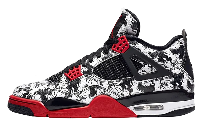 Nike Air Jordan 4 Tatoos Black White Red Basketball Men